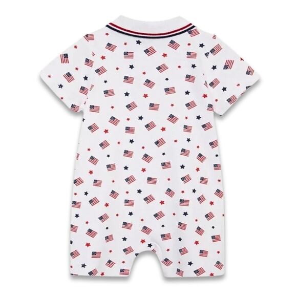 Little Me Star Spangled Spirit One Piece Polo Collar Slip On Multicolor 3 NWOT - Picture 5 of 8